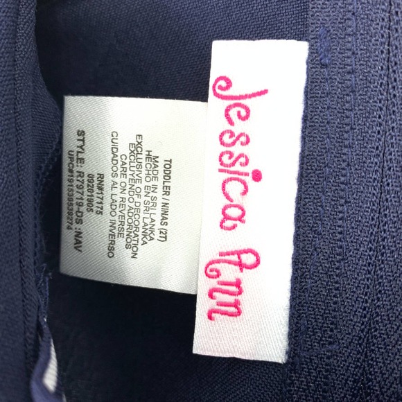 Navy and White Striped Kids Dress - Picture 7 of 8